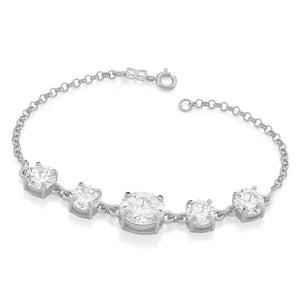 RHODIUM PLATED BRACELET WITH ZIR