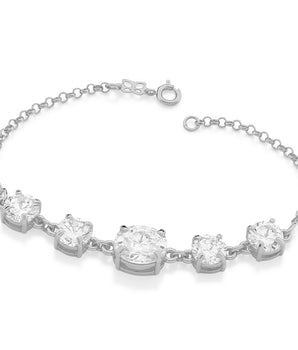 RHODIUM PLATED BRACELET WITH ZIR
