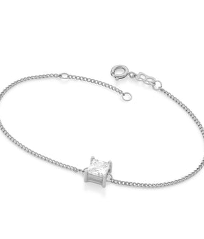 RHODIUM PLATED BRACELET WITH ZIRCONIA