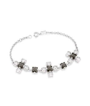 RHODIUM PLATED BRACELET WITH CRYSTAL