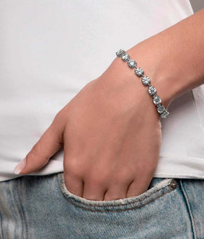 RHODIUM PLATED BRACELET WITH ZIRCONIA