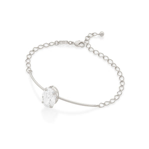RHODIUM PLATED BRACELET WITH ZIRCONIA