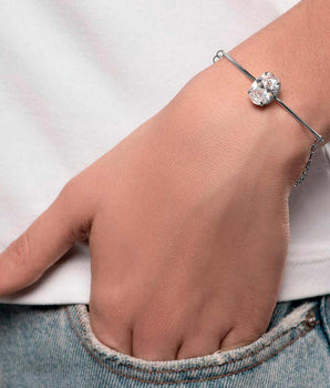 RHODIUM PLATED BRACELET WITH ZIRCONIA