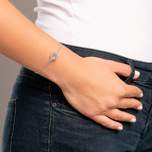 RHODIUM PLATED BRACELET WITH ZIRCONIA