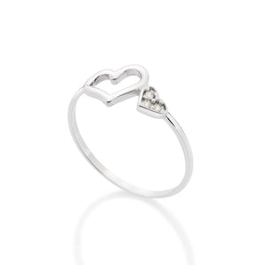 PLATINUM HEART SKINNY RING