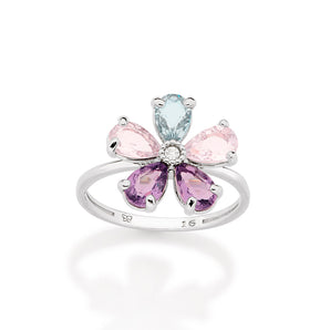 PLATINUM PINK FLOWER RING