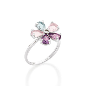 PLATINUM PINK FLOWER RING