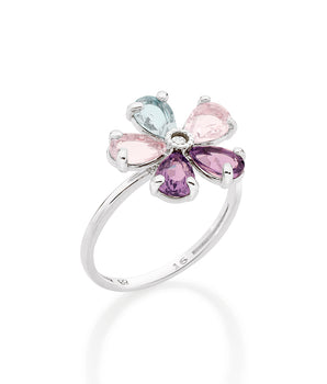 PLATINUM PINK FLOWER RING