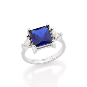 PLATINUM BLUE SQUARE RING