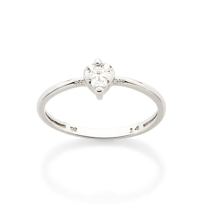 PLATINUM WHITE HEART SKINNY RING