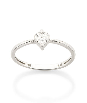 PLATINUM WHITE HEART SKINNY RING