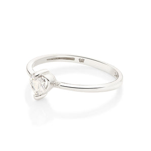 PLATINUM WHITE HEART SKINNY RING
