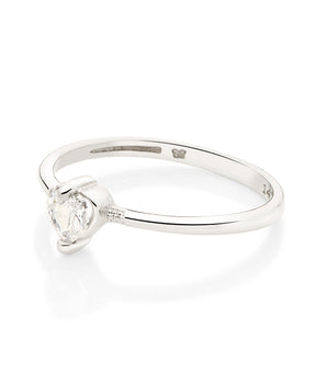 PLATINUM WHITE HEART SKINNY RING