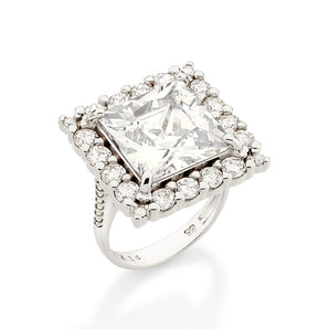 PLATINUM SQUARE STONE MAXI RING