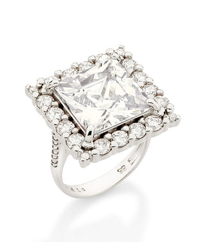 PLATINUM SQUARE STONE MAXI RING