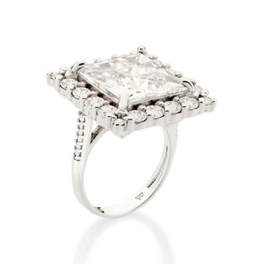 PLATINUM SQUARE STONE MAXI RING