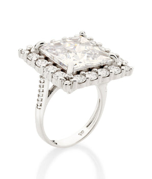 PLATINUM SQUARE STONE MAXI RING