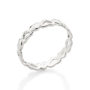 PLATINUM SOLID AND HOLLOW HEARTS SKINNY RING