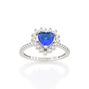 PLATINUM RING WITH CRYSTAL AND ZIRCONIA