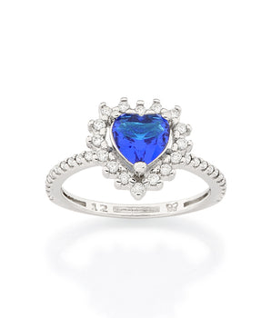PLATINUM RING WITH CRYSTAL AND ZIRCONIA