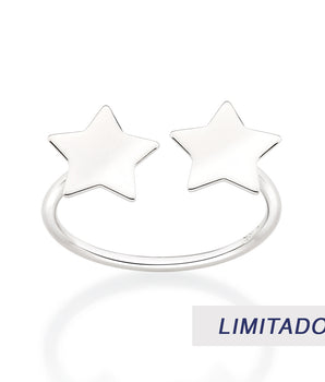 PLATINUM DOUBLE STAR ADJUSTABLE RING