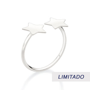 PLATINUM DOUBLE STAR ADJUSTABLE RING