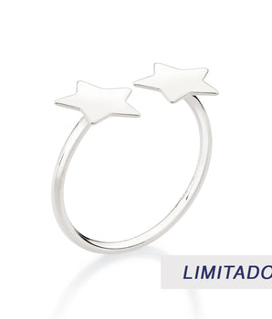 PLATINUM DOUBLE STAR ADJUSTABLE RING