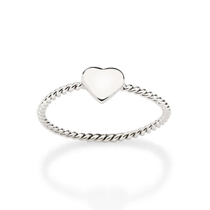 PLATINUM ROPE HEART RING