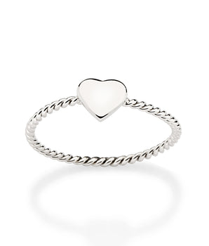 PLATINUM ROPE HEART RING