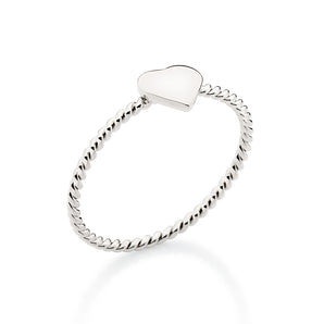 PLATINUM ROPE HEART RING