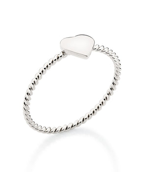PLATINUM ROPE HEART RING