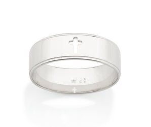 PLATINUM MEN'S CROSS RING