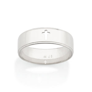 PLATINUM MEN'S CROSS RING