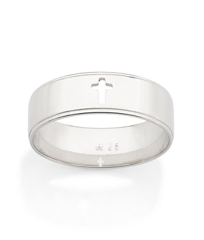 PLATINUM MEN'S CROSS RING