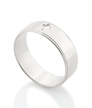 PLATINUM MEN'S CROSS RING