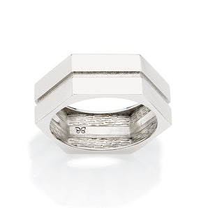 PLATINUM MEN'S HEXAGON RING
