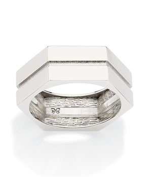 PLATINUM MEN'S HEXAGON RING