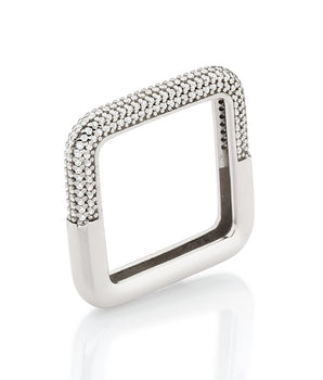 PLATINUM SQUARE STUDDED RING