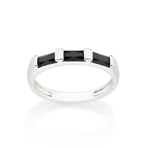 PLATINUM GLISTENING MORNING RING IN BLACK