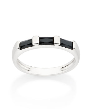 PLATINUM GLISTENING MORNING RING IN BLACK