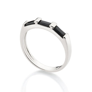 PLATINUM GLISTENING MORNING RING IN BLACK