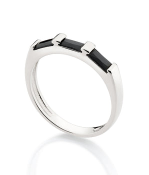 PLATINUM GLISTENING MORNING RING IN BLACK
