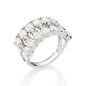 PLATINUM DOUBLE DROPS MAXI RING IN WHITE
