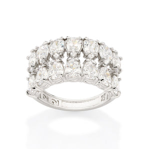 PLATINUM DOUBLE DROPS MAXI RING IN WHITE