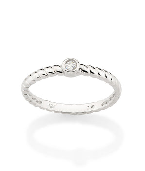 PLATINUM TWISTED POINT OF LIGHT SKINNY RING