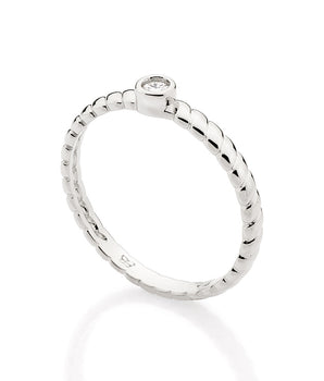 PLATINUM TWISTED POINT OF LIGHT SKINNY RING