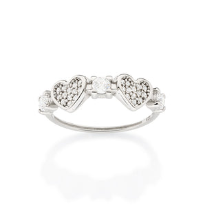 PLATINUM LOVELY HEART SKINNY RING