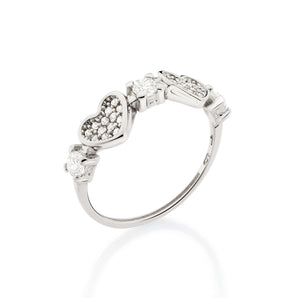 PLATINUM LOVELY HEART SKINNY RING