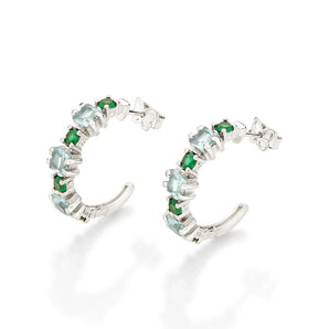 PLATINUM GREEN HOPE HOOP EARRINGS