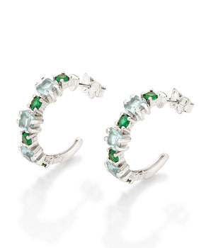 PLATINUM GREEN HOPE HOOP EARRINGS